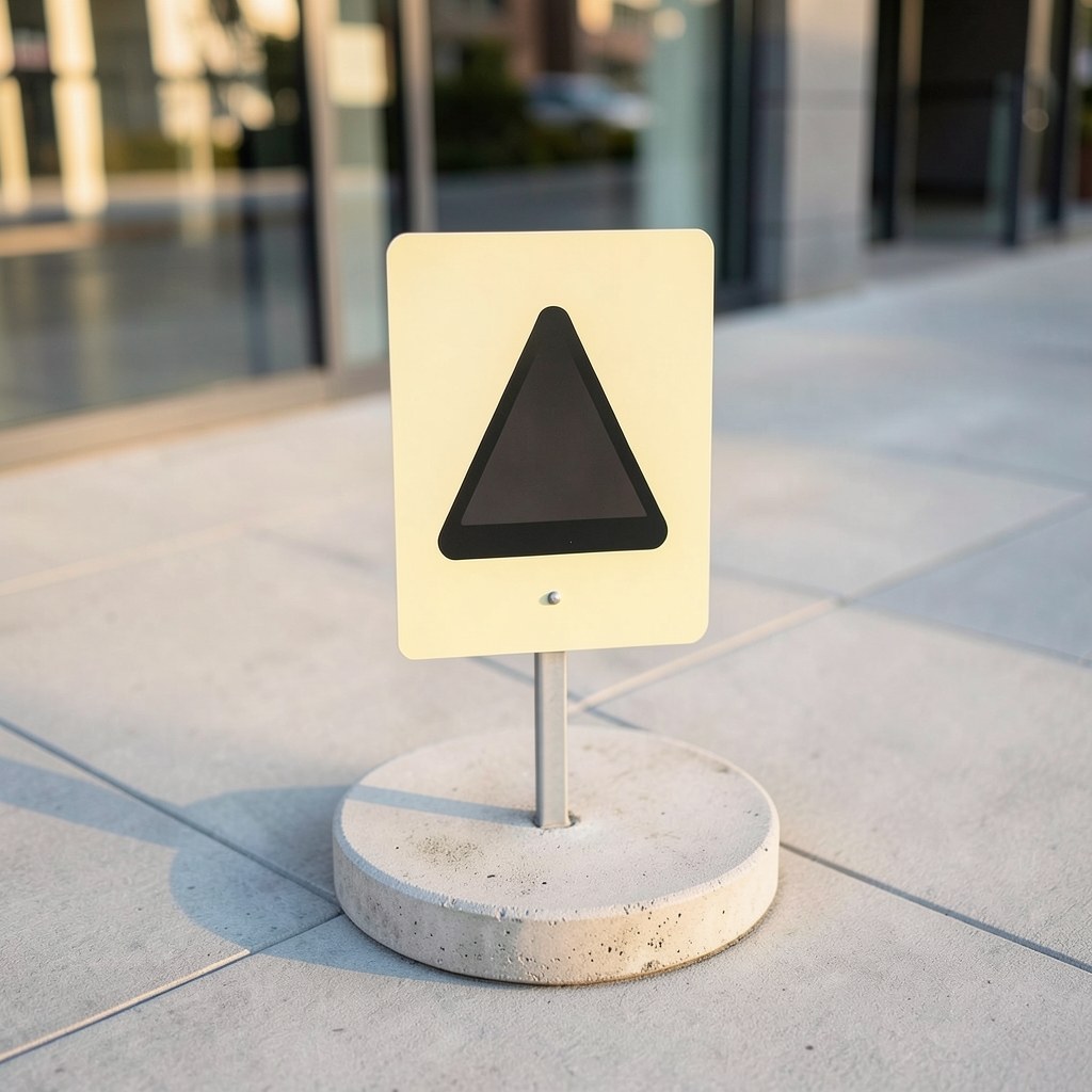 A warning sign on a pole