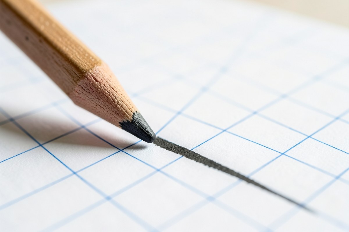 A close-up of a pencil drawing on graph paper